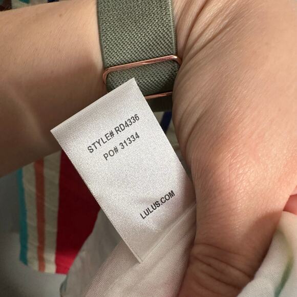 Lulu’s Women’s‎ Caliente Multi Striped Off-the-Shoulder Wrap Dress Size M NWT - Picture 9 of 10